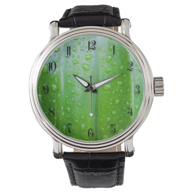 Groene bladeren achtergrond horloge (Voorkant)