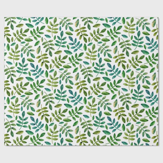 Groene bladeren. Aquarel Bloemen. Zomer botanisch Cadeaupapier (Vlak)