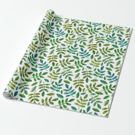 Groene bladeren. Aquarel Bloemen. Zomer botanisch Cadeaupapier