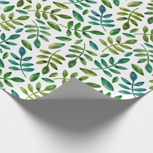 Groene bladeren. Aquarel Bloemen. Zomer botanisch Cadeaupapier (Hoek)