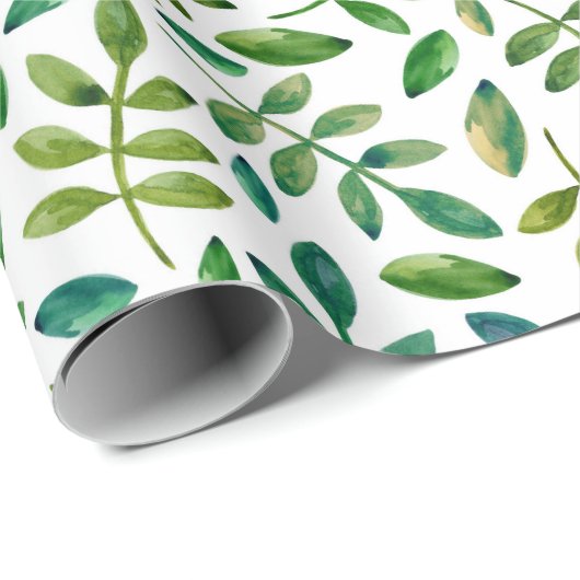 Groene bladeren. Aquarel Bloemen. Zomer botanisch Cadeaupapier (Rol Hoek)