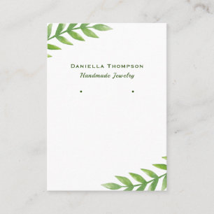 Groene Bladeren Aquarel Sieraden Oorbellen Display Visitekaartje