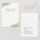 Groene Bladeren Aquarel Sieraden Oorbellen Display Visitekaartje (Voorkant / Achterkant)