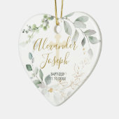 Groene bladeren, baby baptisme Fotokeramisch Ornam Keramisch Ornament (Links)