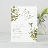 Groene bladeren baby shower kaart (Staand voorkant)