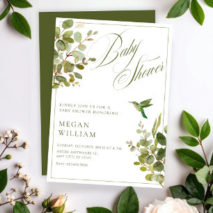 Groene bladeren baby shower kaart