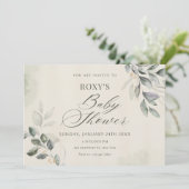 Groene bladeren baby shower kaart (Staand voorkant)