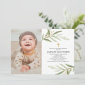 Groene bladeren baptisme wijde foto groen kaart (Staand voorkant)