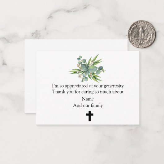 Groene Bladeren Bedankkaart Notitiekaartje (Voorkant / Achterkant in situ)