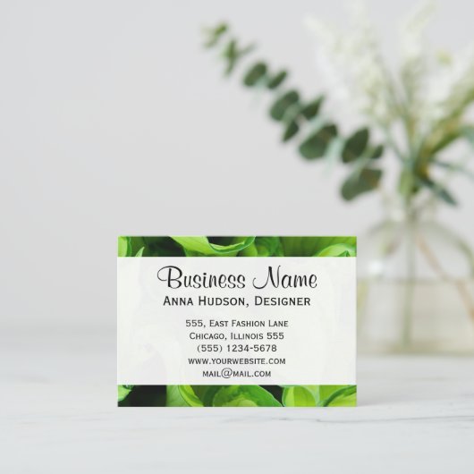 Groene bladeren, bladeren, Plant, bloemenborst, bl Visitekaartje (Staand voorkant)