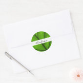 Groene bladeren, bladzijden achtergrond, leder, Jo Ronde Sticker (Envelop)