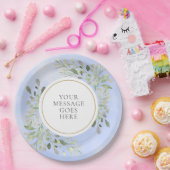 Groene Bladeren Blauw Aquarel Feest Papieren Bordje (Feest)