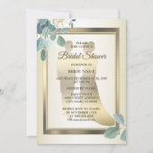 Groene Bladeren Bloem Gouden Bruiloftsshower Feest Kaart (Voorkant)