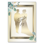 Groene Bladeren Bloem Gouden Frame Bruiloft Feest Kaart (Achterkant)