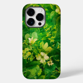 Groene bladeren bloemengeel Case-Mate iPhone 14 pro hoesje