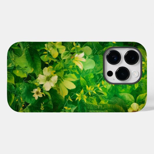 Groene bladeren bloemengeel Case-Mate iPhone case (Achterkant (horizontaal))