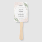 Groene bladeren & Blush bruiloft programma Handwaaier (Voorkant)