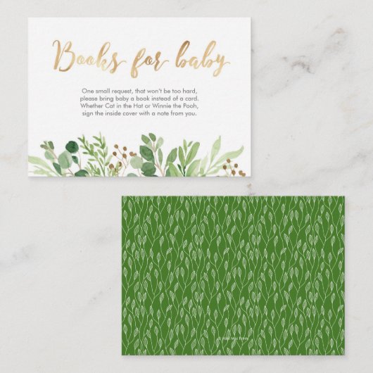 Groene bladeren Boeken voor baby Baby shower Kaart (Voorkant / Achterkant)