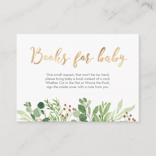 Groene bladeren Boeken voor baby Baby shower Kaart (Voorkant)
