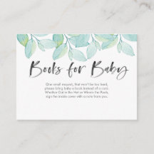 Groene bladeren Boeken voor baby Baby shower Kaart