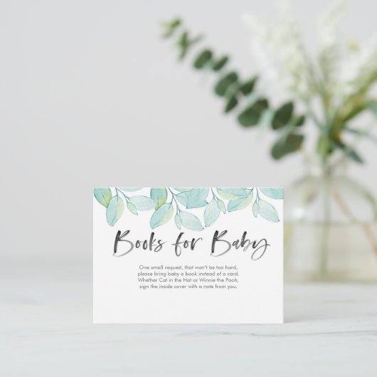 Groene bladeren Boeken voor baby Baby shower Kaart (Staand voorkant)