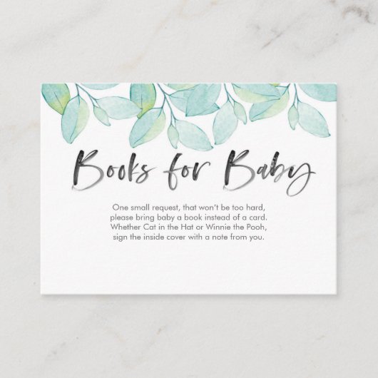 Groene bladeren Boeken voor baby Baby shower Kaart (Voorkant)
