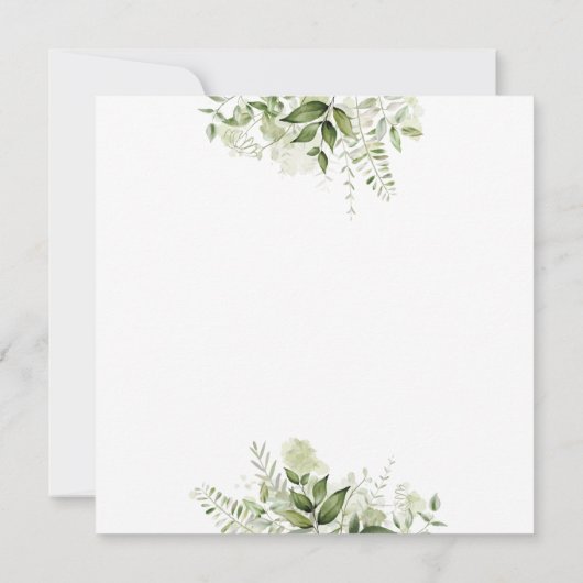 Groene Bladeren Botanisch Elegant Script Trouwdag Kaart (Achterkant)