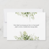 Groene bladeren botanisch elegante script hart bedankkaart (Achterkant)