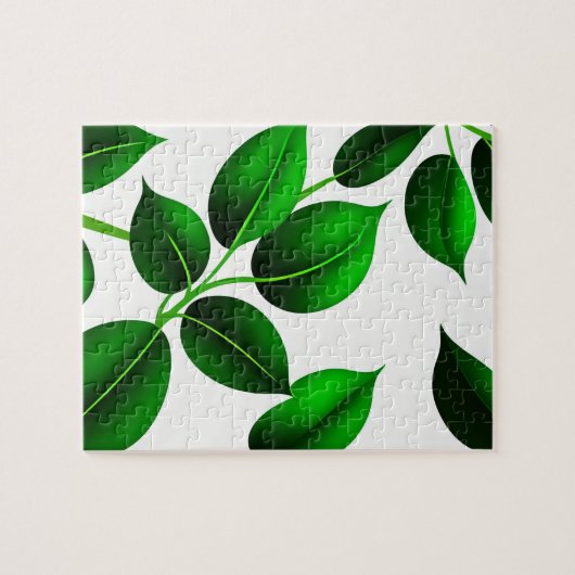 Groene bladeren botanisch legpuzzel (Horizontaal)