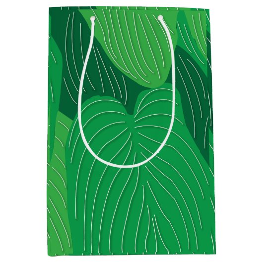 Groene bladeren botanisch medium cadeauzakje (Voorkant)