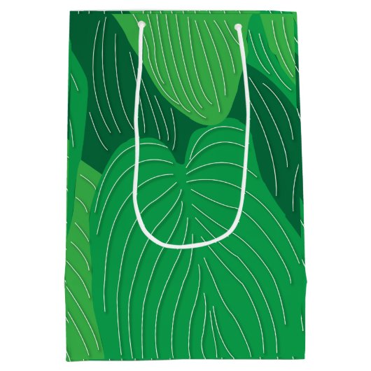 Groene bladeren botanisch medium cadeauzakje (Achterkant)