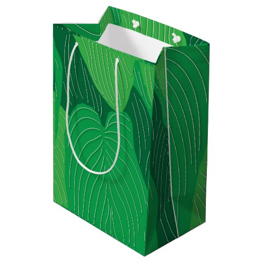 Groene bladeren botanisch medium cadeauzakje (Achterkant Gekanteld)