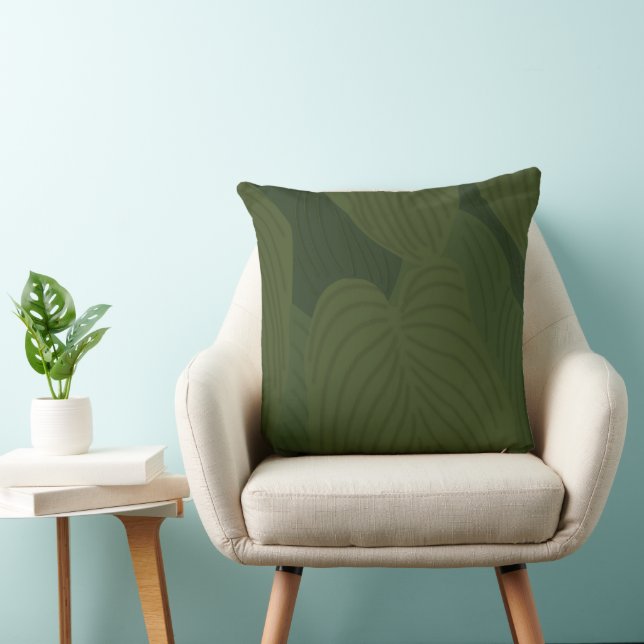 Groene Bladeren Botanisch Natuur Patroon Kussen (Stoel)