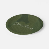 Groene Bladeren Botanisch Natuur Patroon Papieren Bordje (Gekanteld)