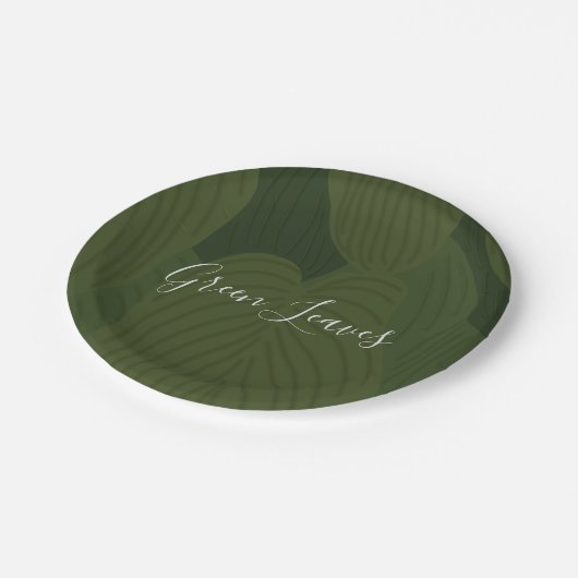 Groene Bladeren Botanisch Natuur Patroon Papieren Bordje (Gekanteld)