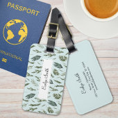 Groene bladeren Botanisch Patroon Bagagelabel