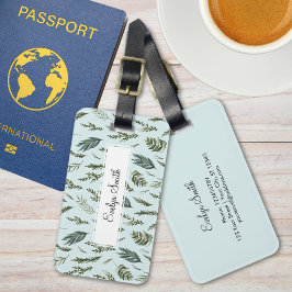 Groene bladeren Botanisch Patroon Bagagelabel