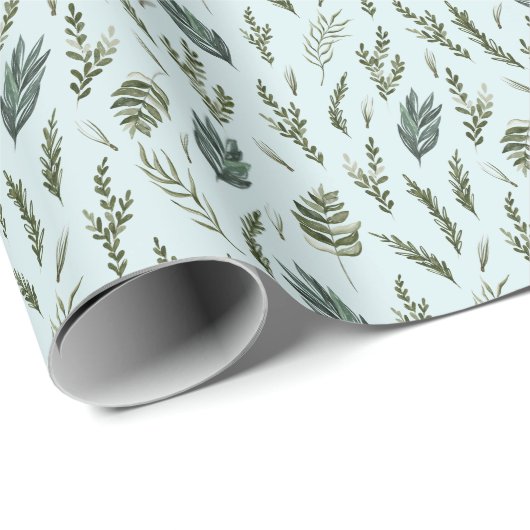 Groene bladeren Botanisch Patroon Cadeaupapier (Rol Hoek)