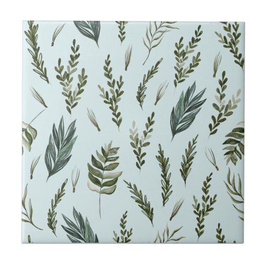 Groene bladeren Botanisch Patroon Tegeltje (Voorkant)