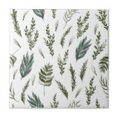 Groene bladeren Botanisch Patroon Tegeltje (Voorkant)