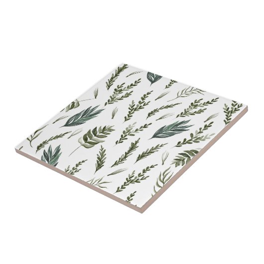 Groene bladeren Botanisch Patroon Tegeltje (Zijkant)