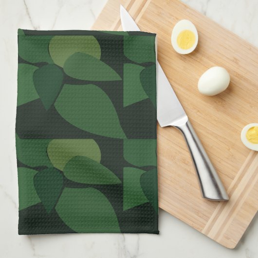 Groene bladeren Botanisch Patroon Theedoek (Quarter Fold)