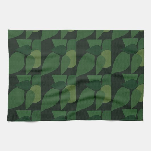 Groene bladeren Botanisch Patroon Theedoek (Horizontaal)