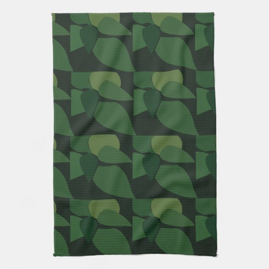 Groene bladeren Botanisch Patroon Theedoek (Verticaal)