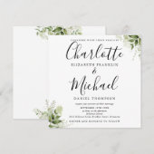 Groene Bladeren Botanische Elegante Script Bruilof Kaart (Voorkant / Achterkant)