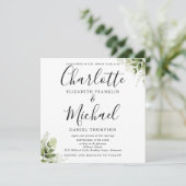 Groene Bladeren Botanische Elegante Script Bruilof Kaart (Staand voorkant)