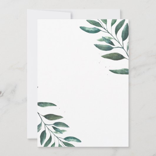 Groene bladeren Botanische minimalistische moderne Kaart (Achterkant)