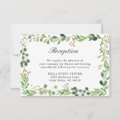Groene Bladeren Botanische Rand Trouwreceptie Kaart (Voorkant)