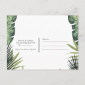 Groene Bladeren Botanische Tropische Bewaar de Dat Aankondigingskaart (Achterkant)