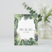 Groene Bladeren Botanische Tropische Bewaar de Dat Aankondigingskaart (Staand voorkant)